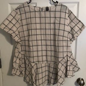 Black and white plaid blouse